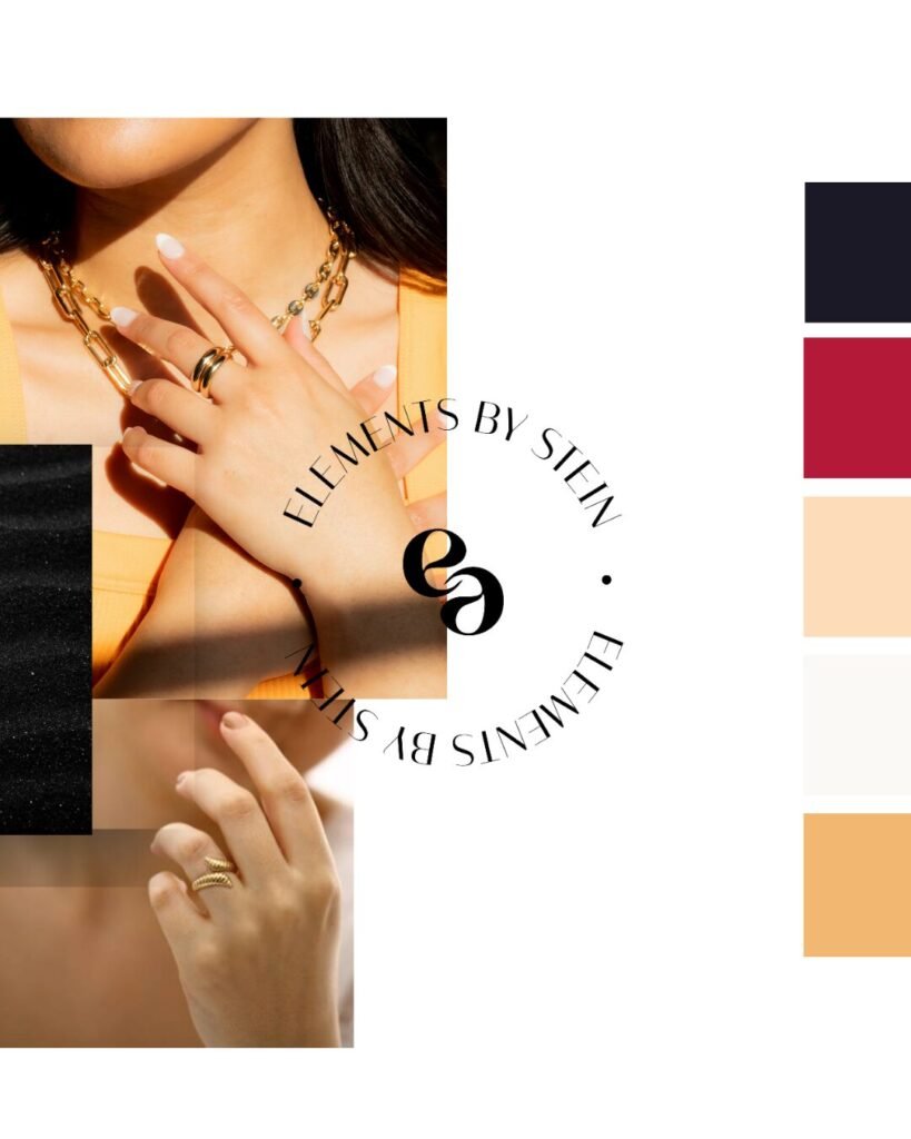 moodboard elements marchio di gioielli sostenibile