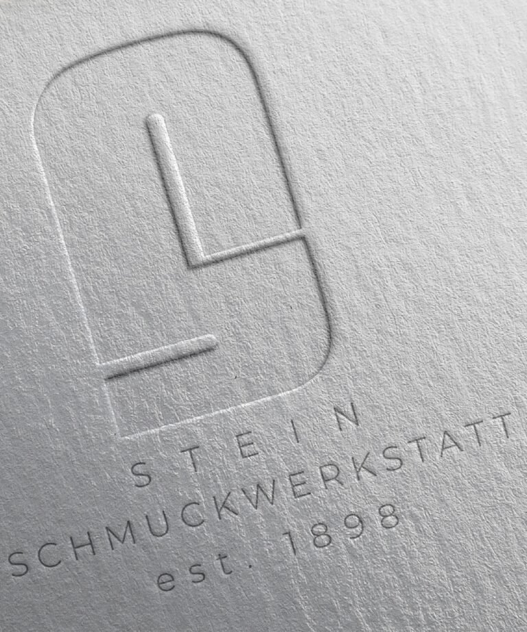 mockup weißes papier mit logo stein schmuckwerkstatt eingestanzt