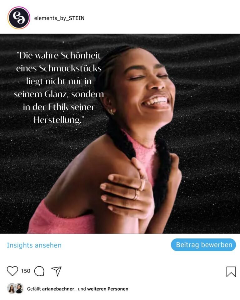 mockup instagram beitrag von nachhaltiger schmuckmarke elements