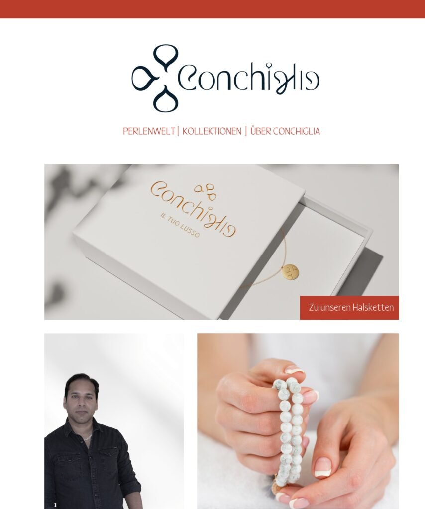 Mockup della homepage di conchiglia